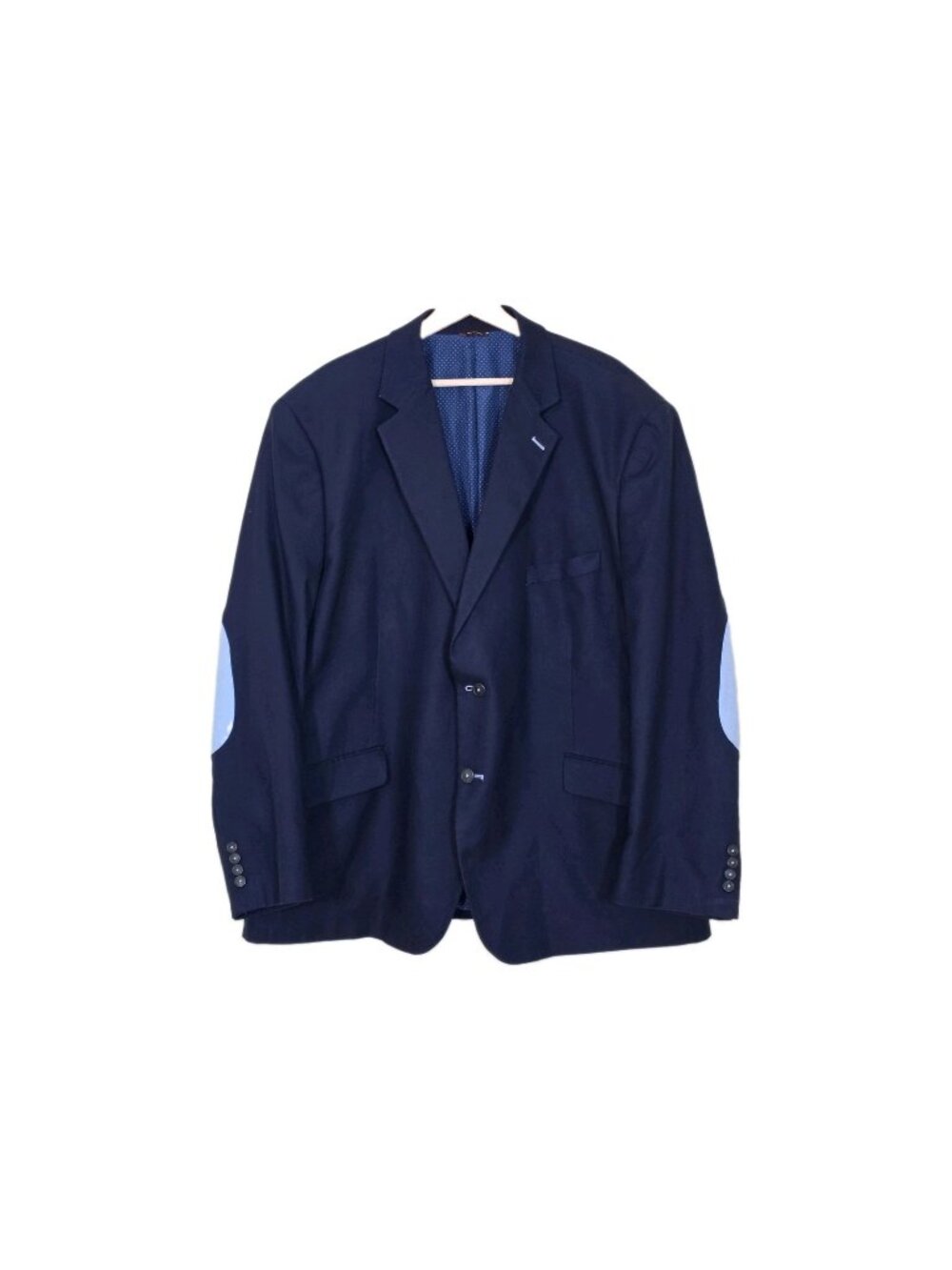 Oak Hill Blazer 2XL 50R Big & Tall Navy Blue Cotton Elbow Patches Academia Edgy